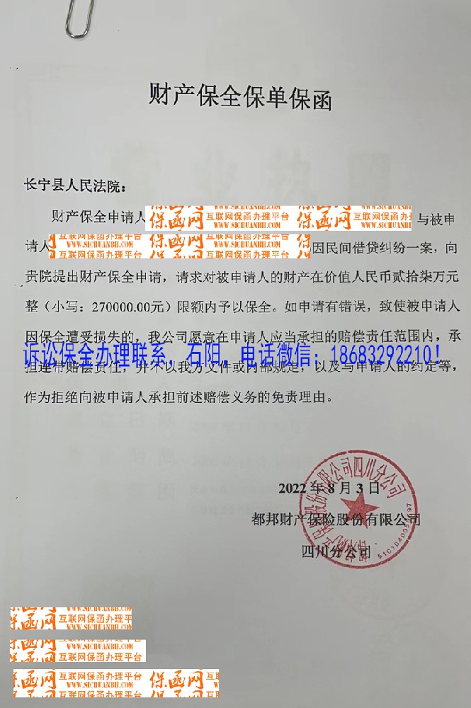 宜宾市长宁县人民法院 诉讼保全