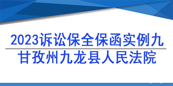 诉讼保全,财产保全,甘孜州九龙县人民法院